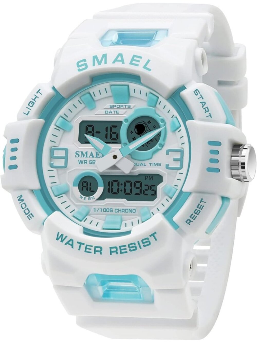 Women's Blue Analog Digital Outdoor LED Electronic Large Waterproof Watches
